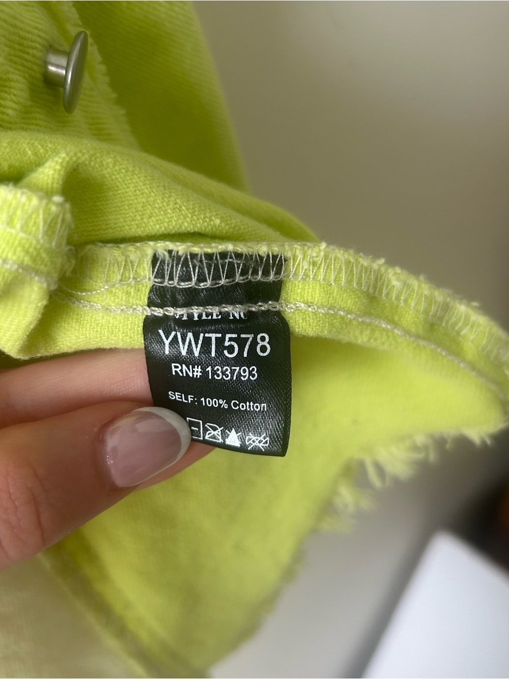 POL Oversized Frayed Worn Shacket Jacket Top Neon Green White M - Picture 6 of 11